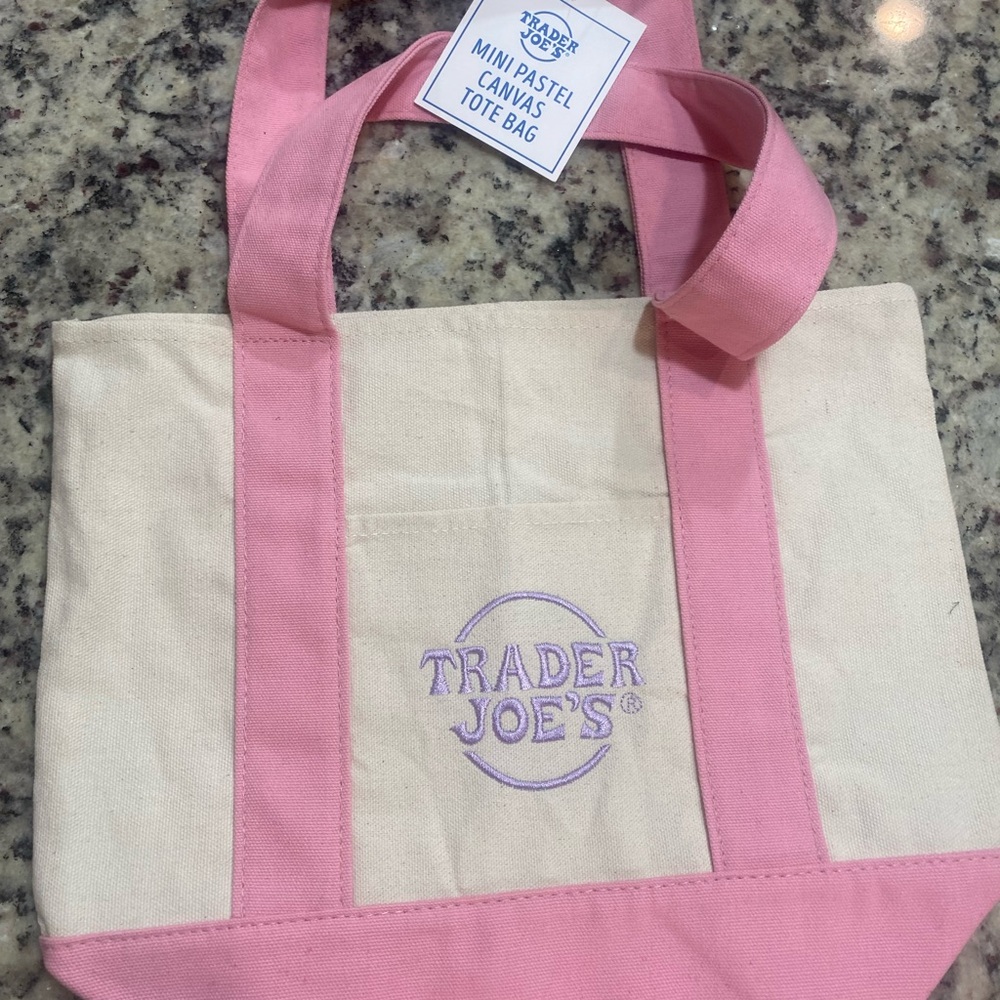 Pink and Cream Canvas Tote Bag